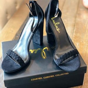 LULU'S - BRAIDED SUEDE ANKLE STRAP HEELS (NEW)